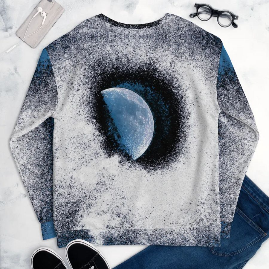 Abstract Darker Coloured Disintegrating Moon Unisex Sweatshirt product image (11)