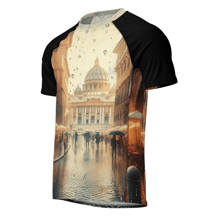 Rainy Day in Europe Men's Rash Guard | AI Design product image (1)