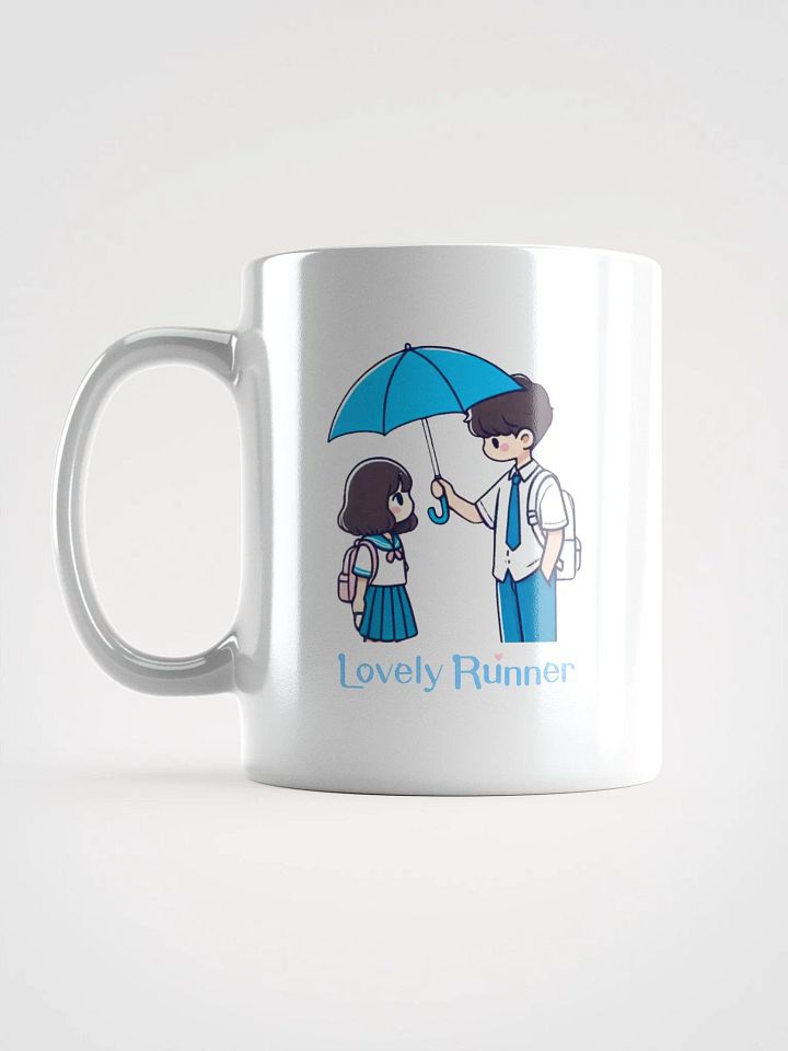 Lovely Runner Umbrella Scene White Coffee Mug (English) product image (2)