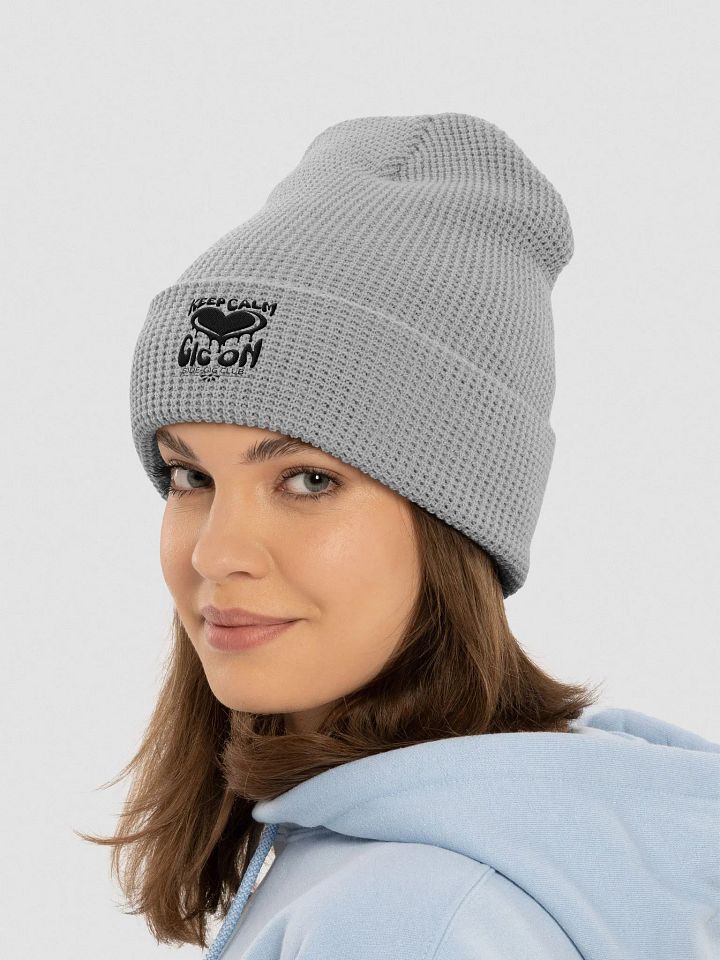 Keep Calm, Gig On Side-Gig Club Waffle Knit Beanie in Black product image (2)