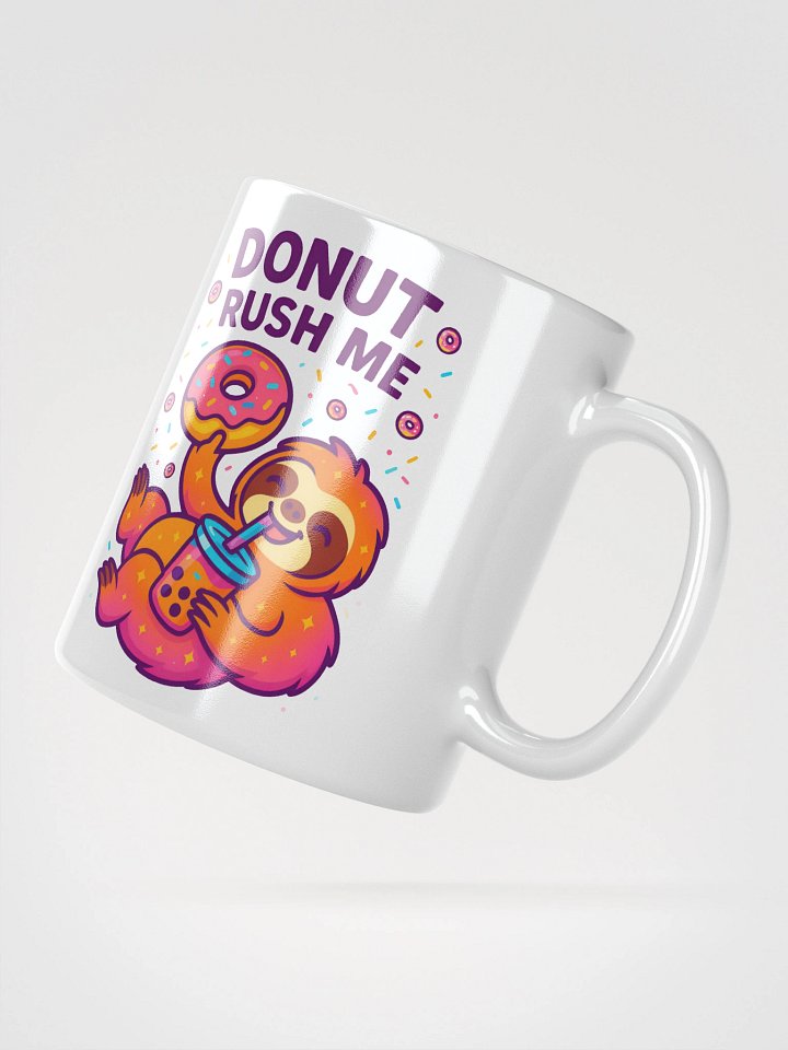 Donut Rush Me Sloth Mug – Funny Donut Coffee Cup for Slow Mornings & Boba Fans product image (2)