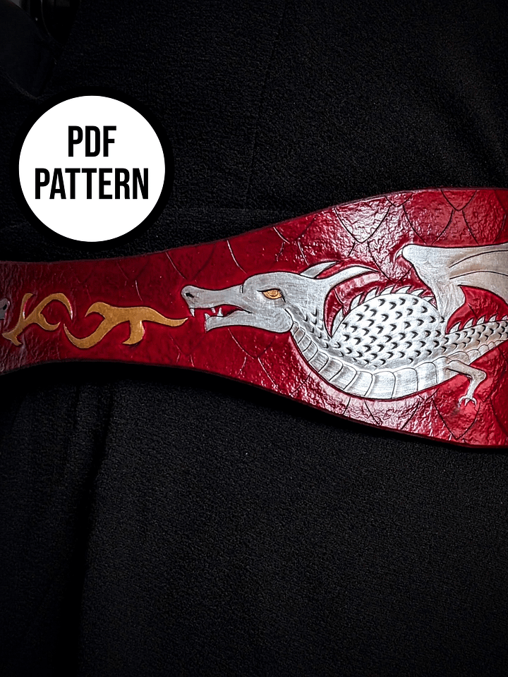 Leather Corset Belt with Dragons - PDF Pattern for Leatherwork product image (1)
