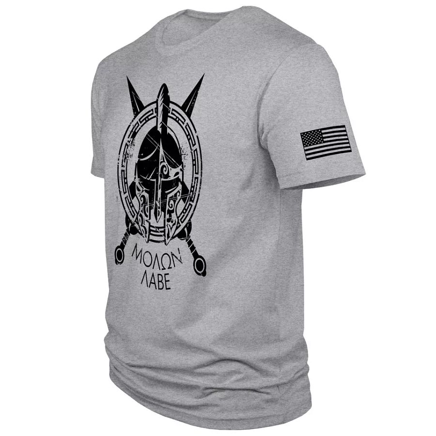 Mens American Flag Spartan Warrior Molon Labe Military Short Sleeve T Shirt product image (1)