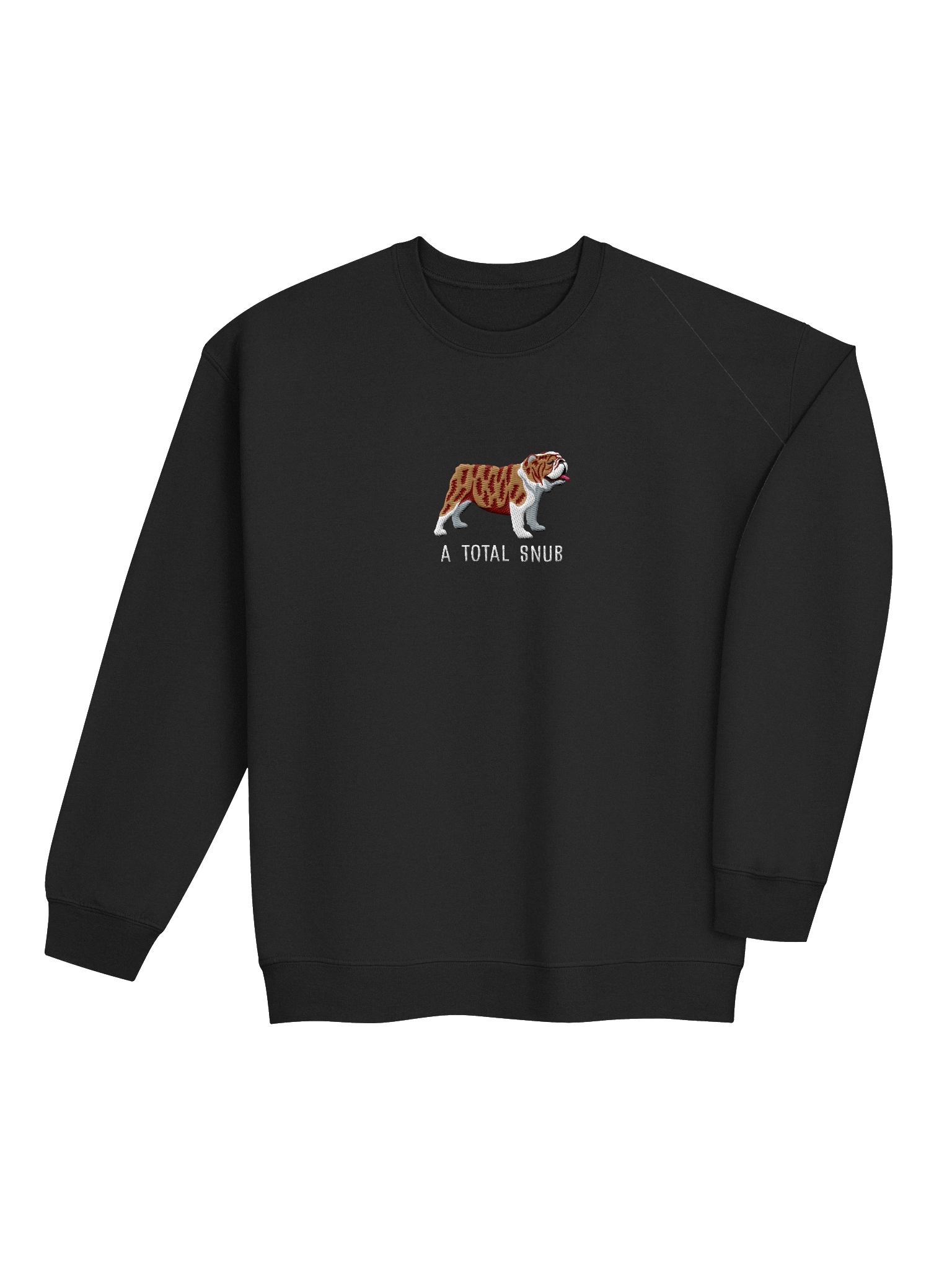 A Total Snub Sweatshirt (Embroidered) of an English Bulldog(Brindle & White) product image (21)