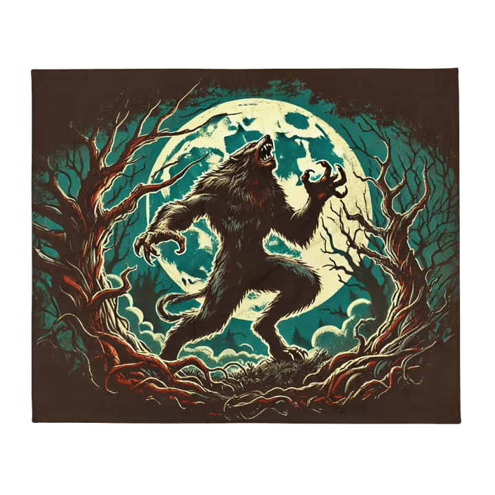 Werewolf Under a Full Moon Throw Blanket product image (2)