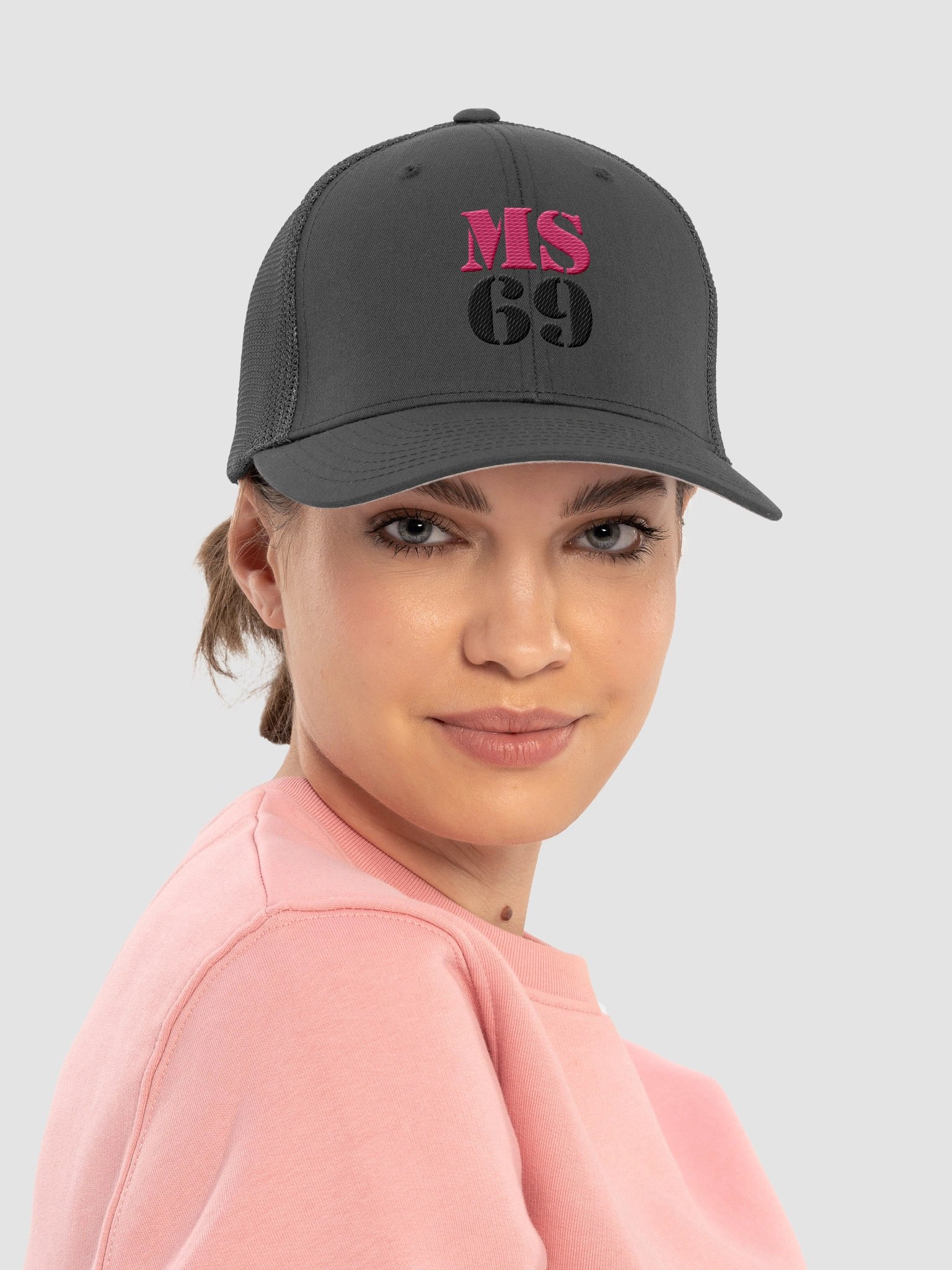 MS69 - Flexfit Trucker Hat Pink/Black product image (5)