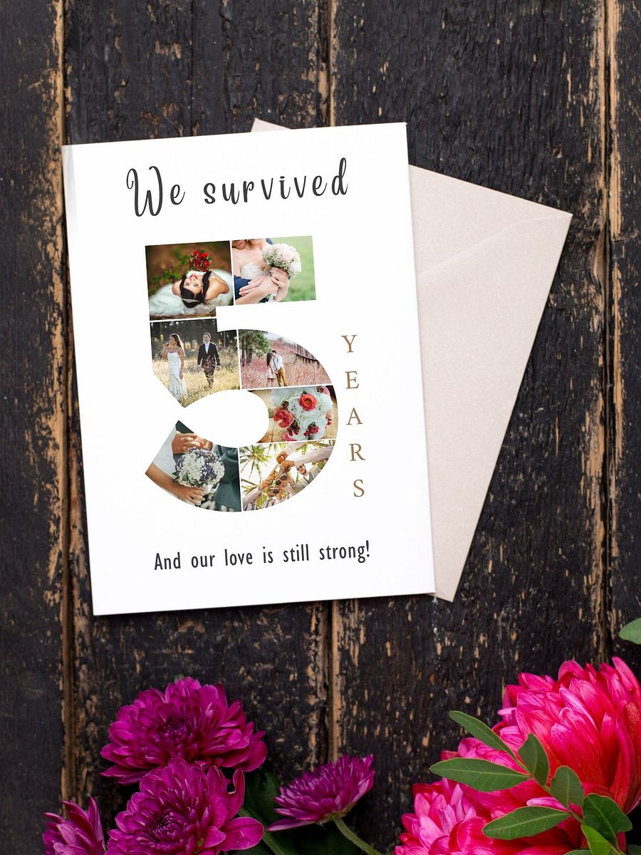 5 Year Anniversary Photo Card Editable Canva Template product image (3)