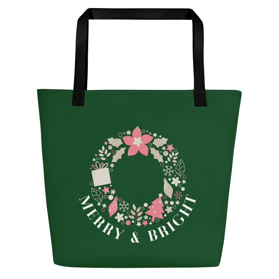 MERRY & BRIGHT Festive Wreath Large Tote Bag product image (2)