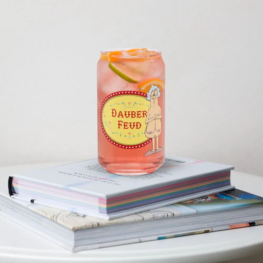 Almost Never Naked Grandma! DAUBER FEUD Can-Shaped Glass product image (34)