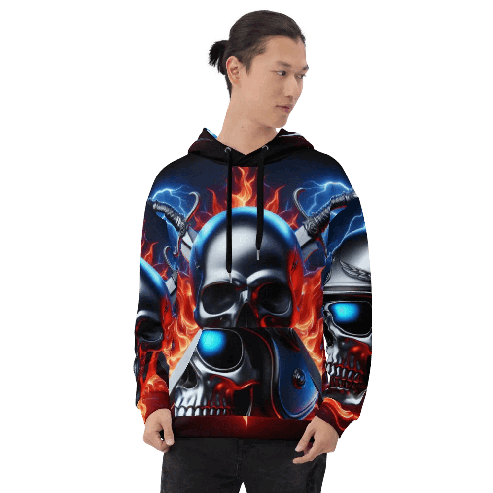 Silver Digital Skull Art - Unisex Skull Hoodie #30 product image (8)