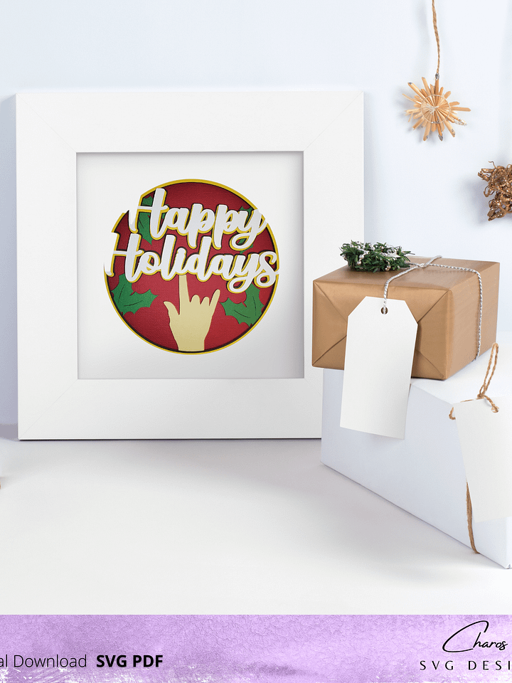 3D ASL 'I Love You' SVG Layered Shadow Box Design product image (1)