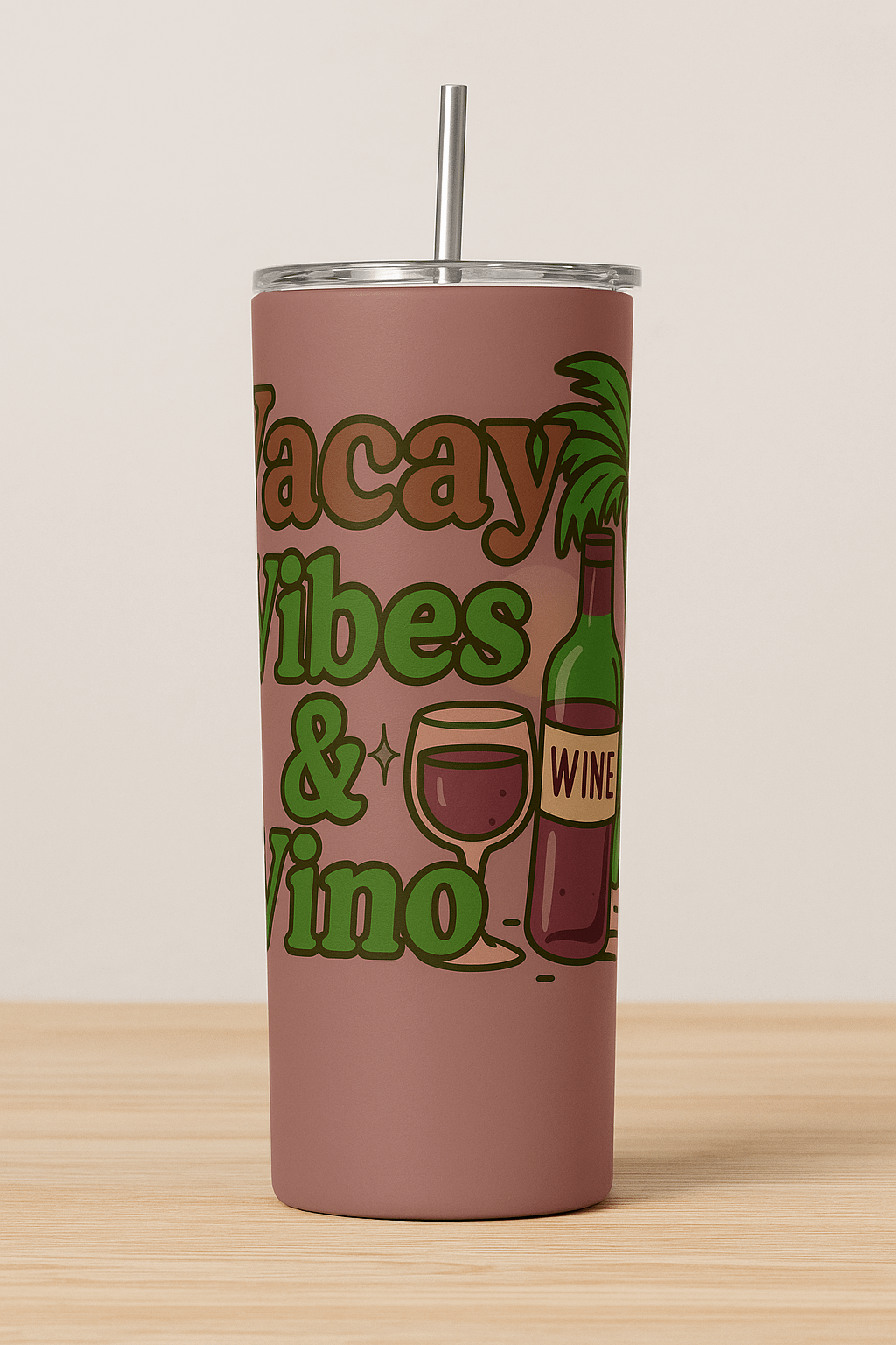 Vacay Vibes & Vino Tumbler Wrap | Wine Lover Summer Sublimation PNG | 20oz Skinny Wrap for Cricut, Silhouette & Crafts product image (4)