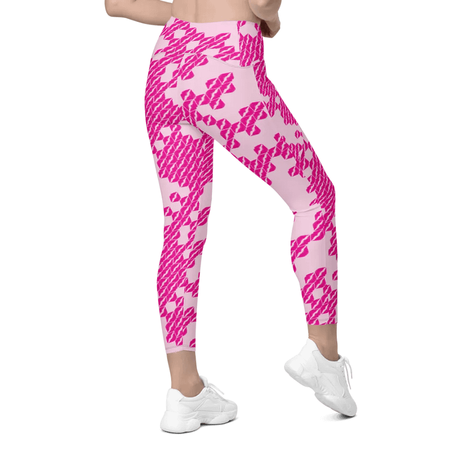 Pink Geometric Branching | Leggings with Pockets product image (9)