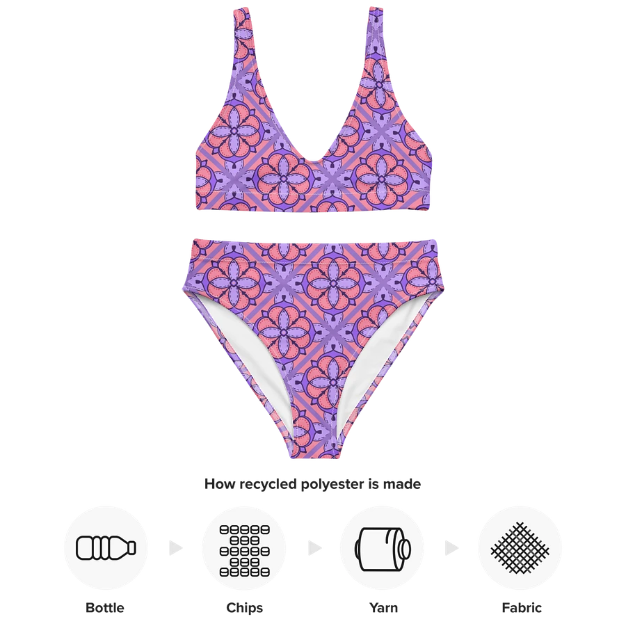 Peach and Lilac Symmetry Pattern High Waisted Bikini product image (5)