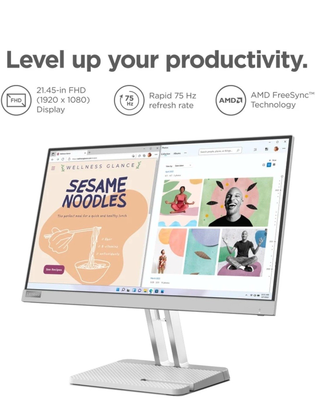 Lenovo 54.61 cm (22 inch) Full HD VA Panel Monitor (L22e-40) (Res...more product image (3)