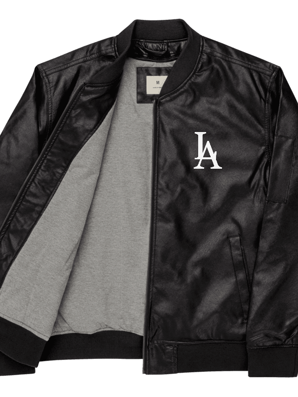 "LA" Faux Leather Bomber Jacket product image (2)