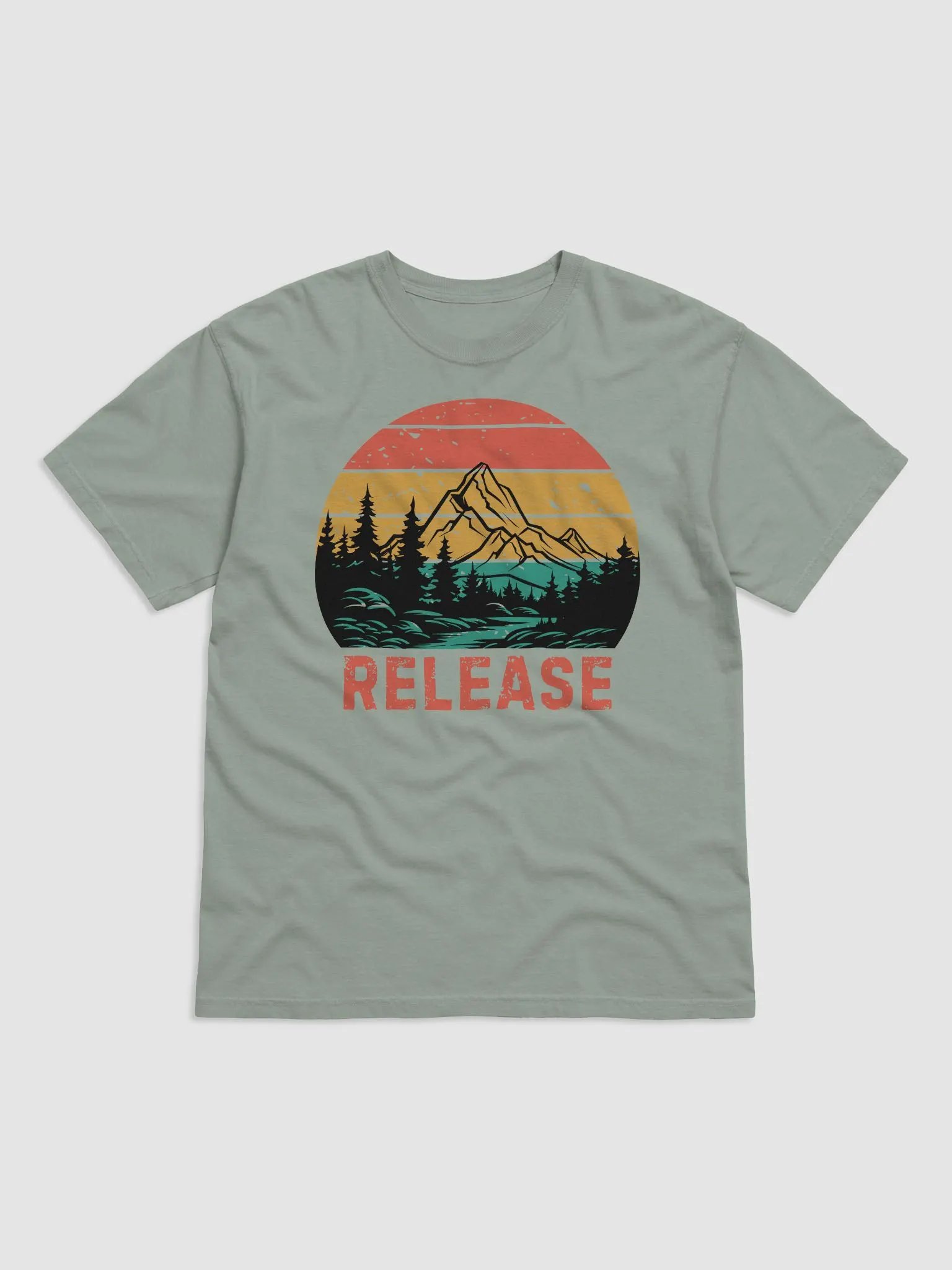 Release Vintage Sunset Mountain Lake Forest T-shirt product image (3)