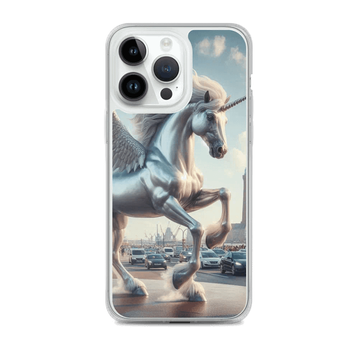 MagSafe® Clear Case for iPhone® | AI-Designed Silver Winged Unicorn product image (2)