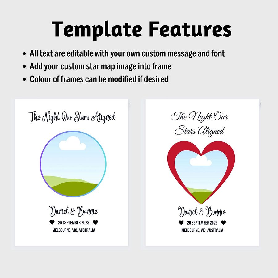 DIY Star Map Circle Heart Shapes Canva Templates product image (5)