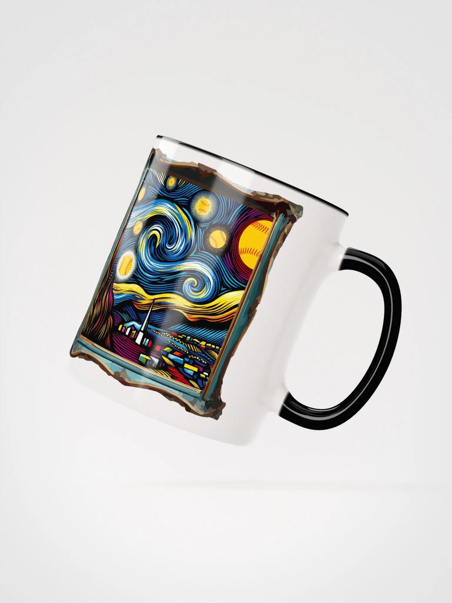A Softball Starry Night Van Gogh Ceramic Mug product image (10)