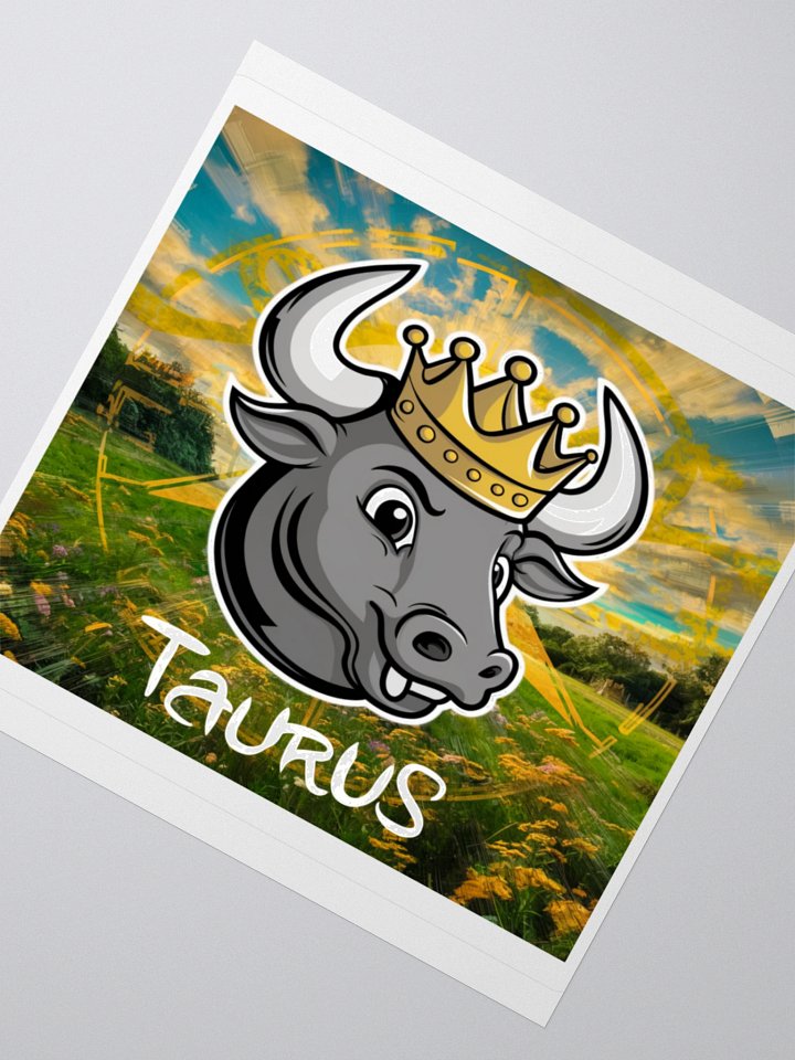 Taurus Zodiac Sticker - Bull with Golden Crown - Premium Vinyl product image (5)