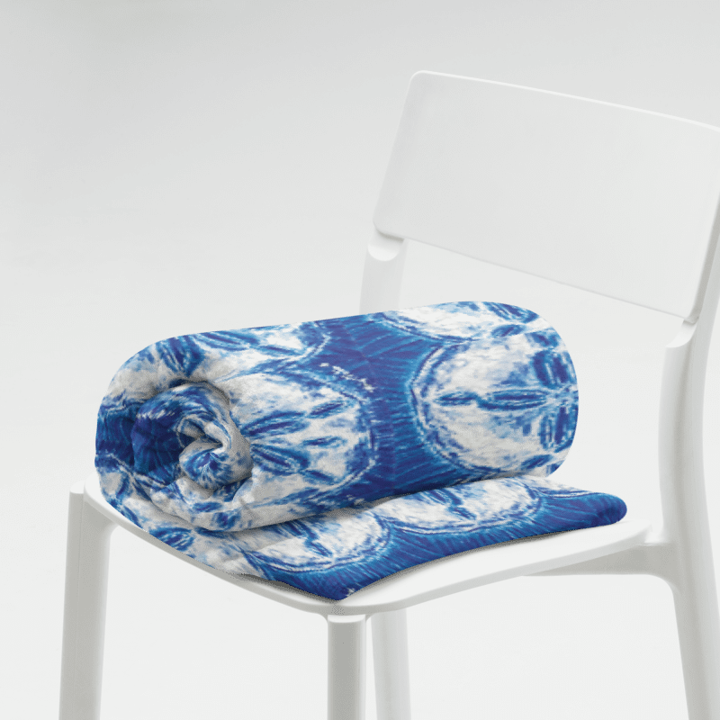 Sand Dollar Tie-Dye Throw Blanket | Coastal Blue & White Cozy Blanket | by Monique Faella Designs™ product image (7)