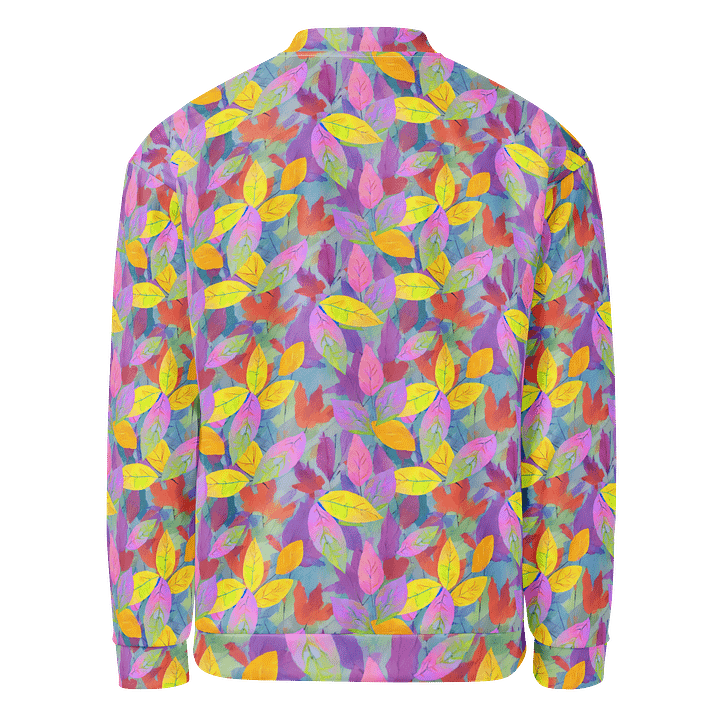 Yellow Pink Leaves Bomber Jacket product image (2)