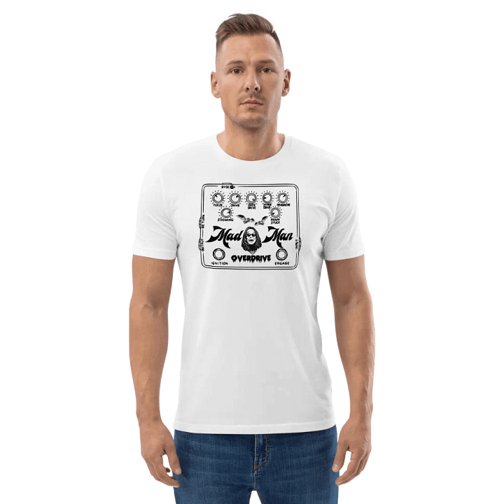 Funny Guitar Pedals Madman Overdrive T Shirt - centaur boss not a klon rat fuzz madman T-Shirt. product image (2)