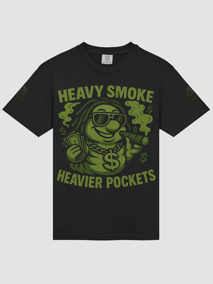 Heavy Smoke Heavier Pockets Stoner Shirt – Weed Worm Smoking Blunt Money Tee, Trippy Rasta Highlife T-Shirt, 420 Streetwear for Smokers product image (12)