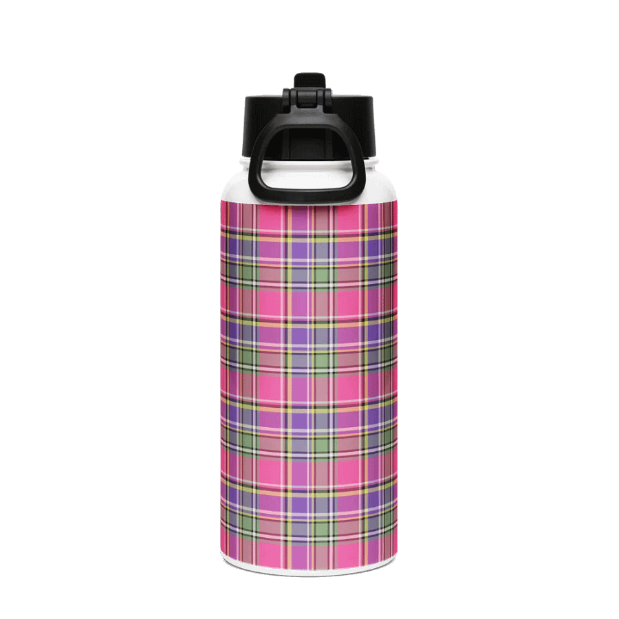 Hot Pink and Purple Vintage Plaid Water Bottle product image (3)