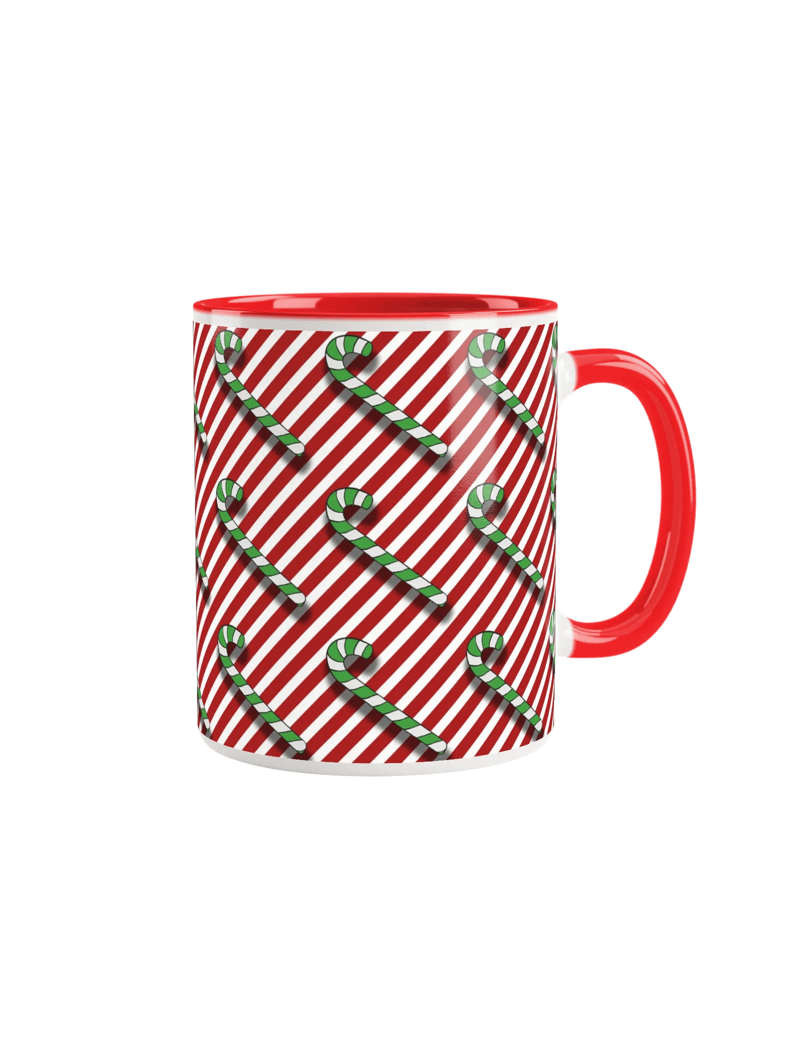 Green Candy Canes on Red Peppermint Stripe Ceramic Mug product image (1)