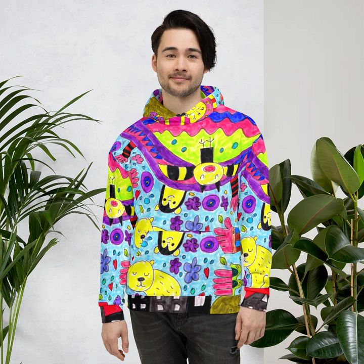 Abstract Vibrant Doodle Characters Unisex All Over Print Hoodie product image (2)