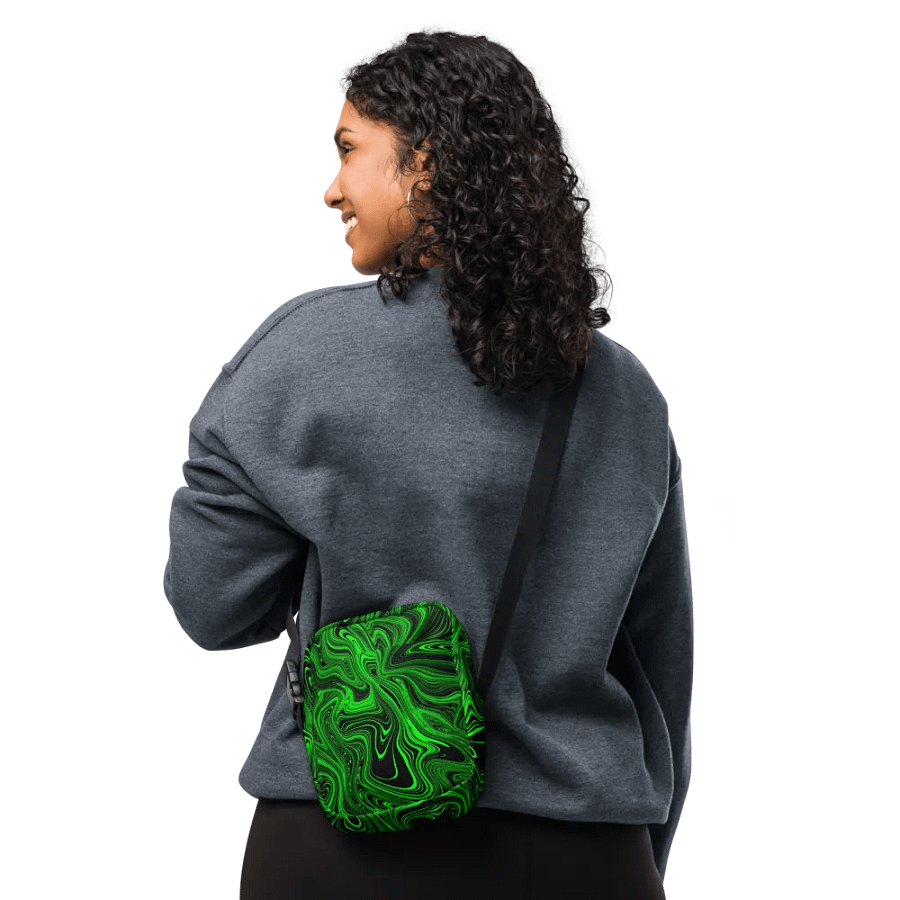 Utility Crossbody Bag - Green and Black Fluid Swirls product image (5)