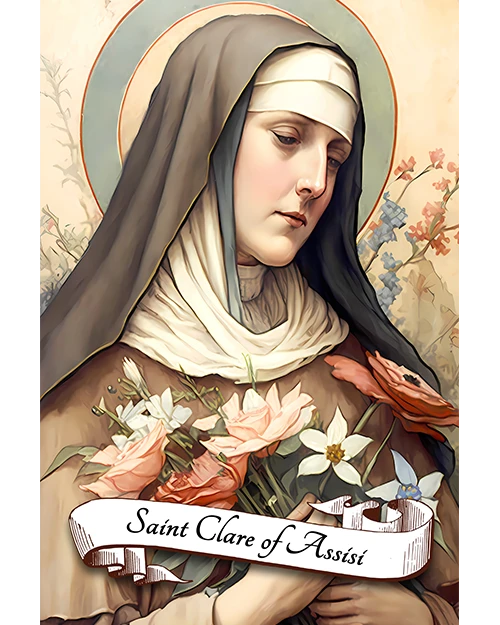 Saint Clare Of Assisi Patron Saint of Eye Disease, Goldsmiths, Needle Workers, Embroiderers, Laundry Workers, Telephones, Good Weather, Television Matte Poster product image (1)