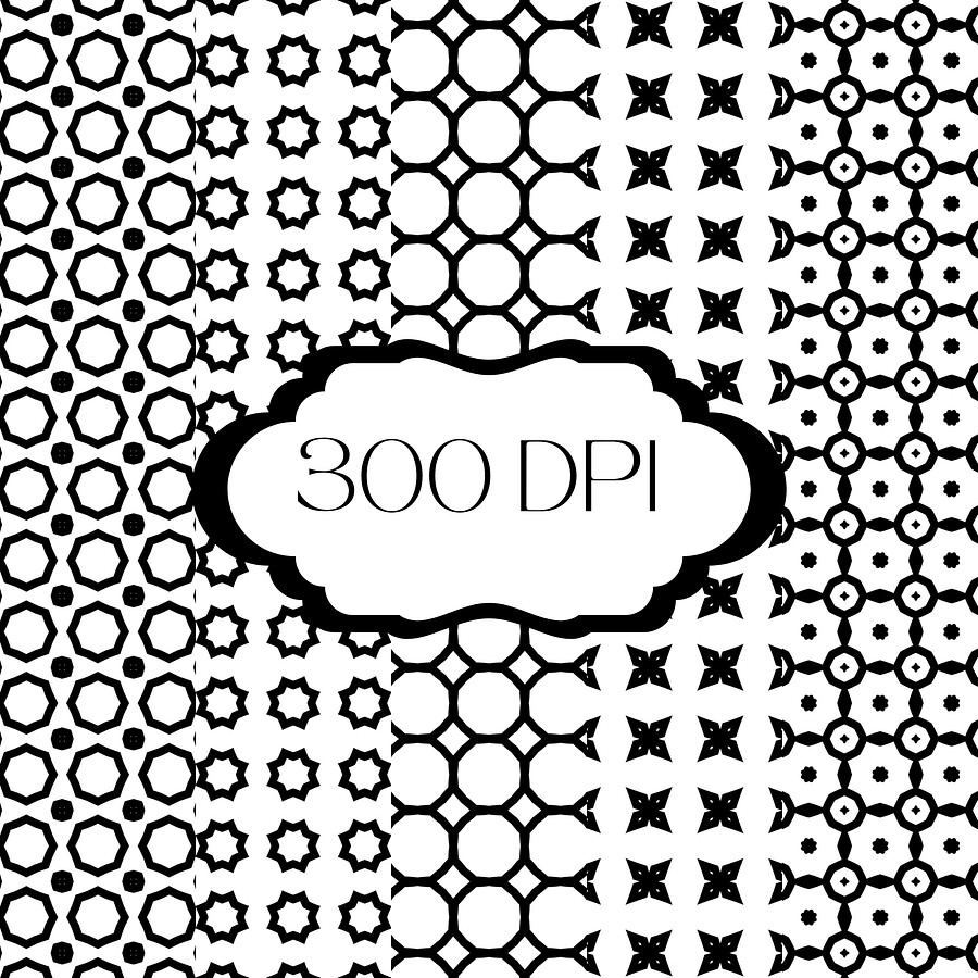 Elegant Black and White Patterned Paper Pack - 16 Sheets, 12x12 inches, 300 DPI product image (3)