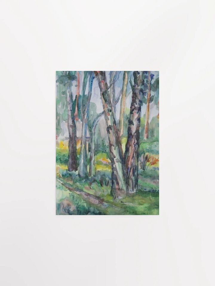 Whispering Woods Watercolor Poster - Birch Forest product image (1)
