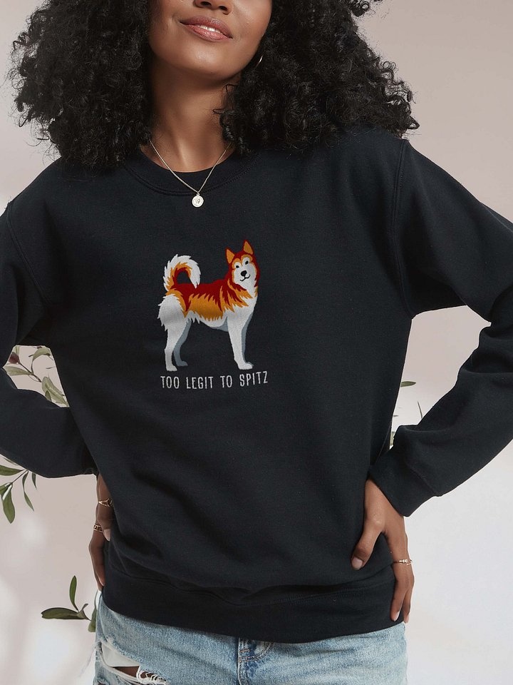 Too Legit to Spitz Sweatshirt (Embroidered) of a Siberian Husky(Brown & White) product image (2)