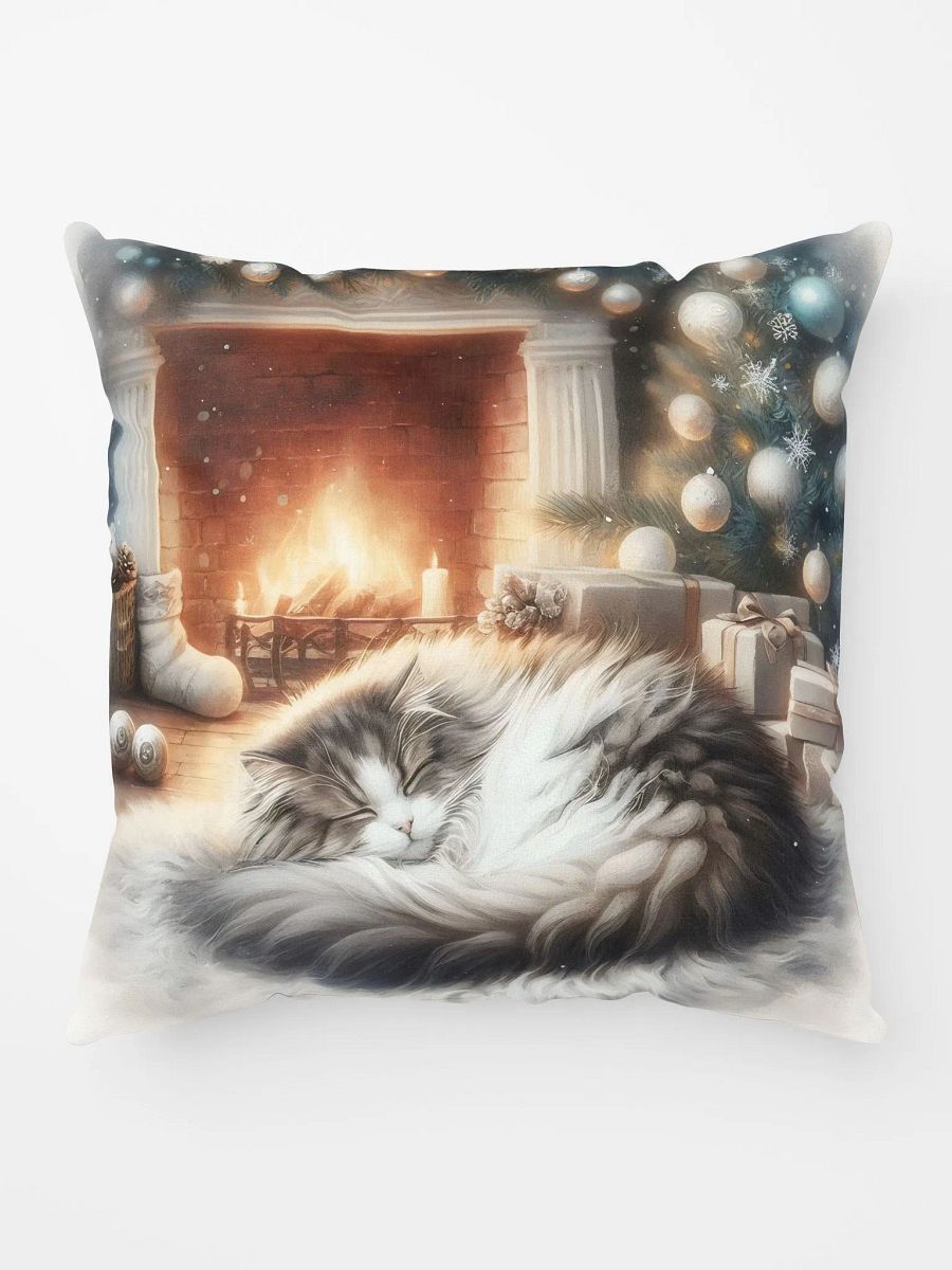 Christmas Cat by the Fireplace Pillow product image (1)