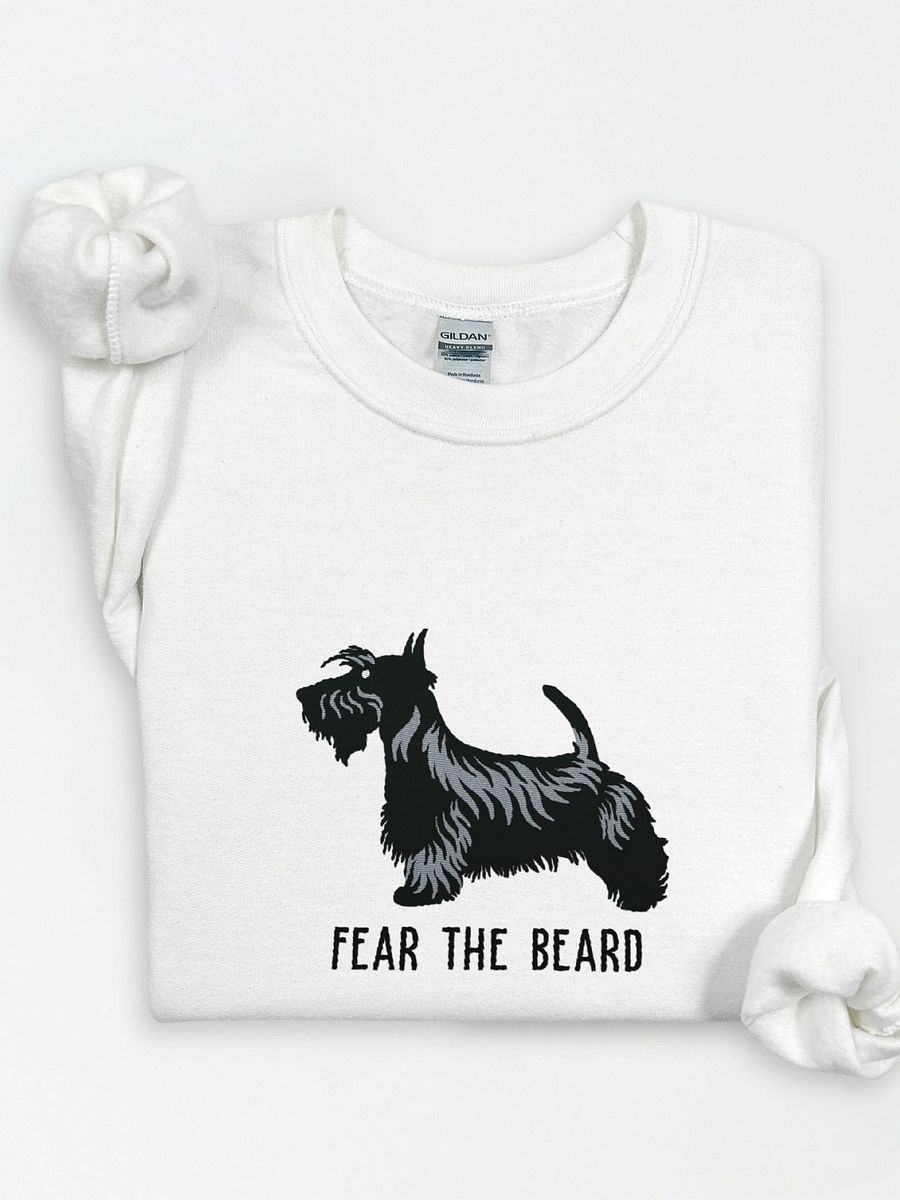 Fear the Beard Sweatshirt (Embroidered) of a Scottish Terrier(Black) product image (1)
