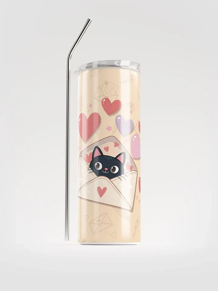 Feline Valentine Envelope - Tumbler with straw product image (1)