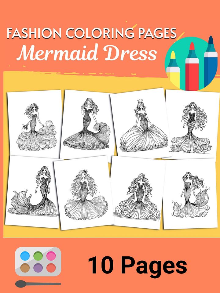 Fashion Coloring Pages - Mermaid Dress product image (1)