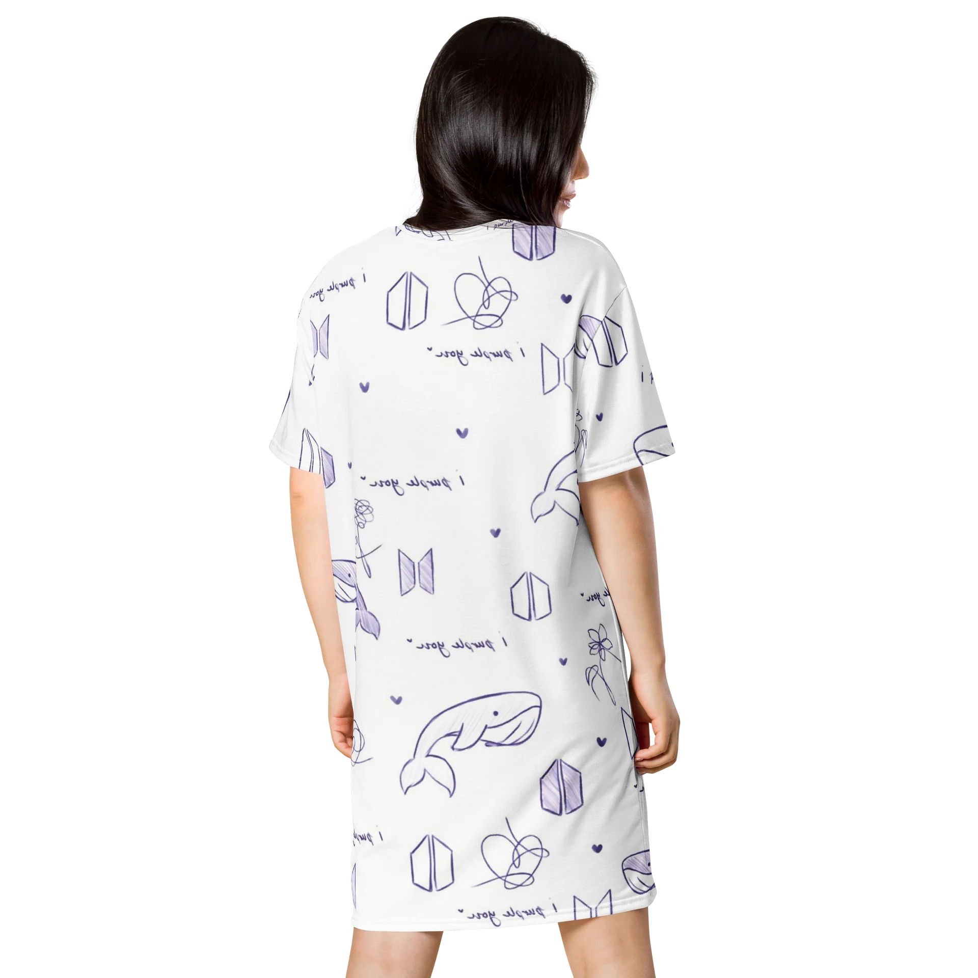 BTS Whimsical Purple Love T-Shirt Dress product image (2)