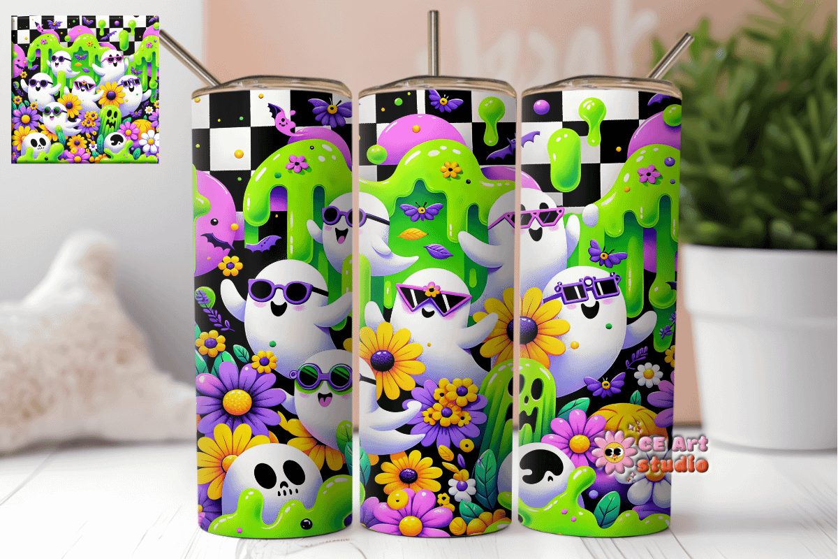 Ghost Halloween Cute Tumbler Wrap PNG product image (1)