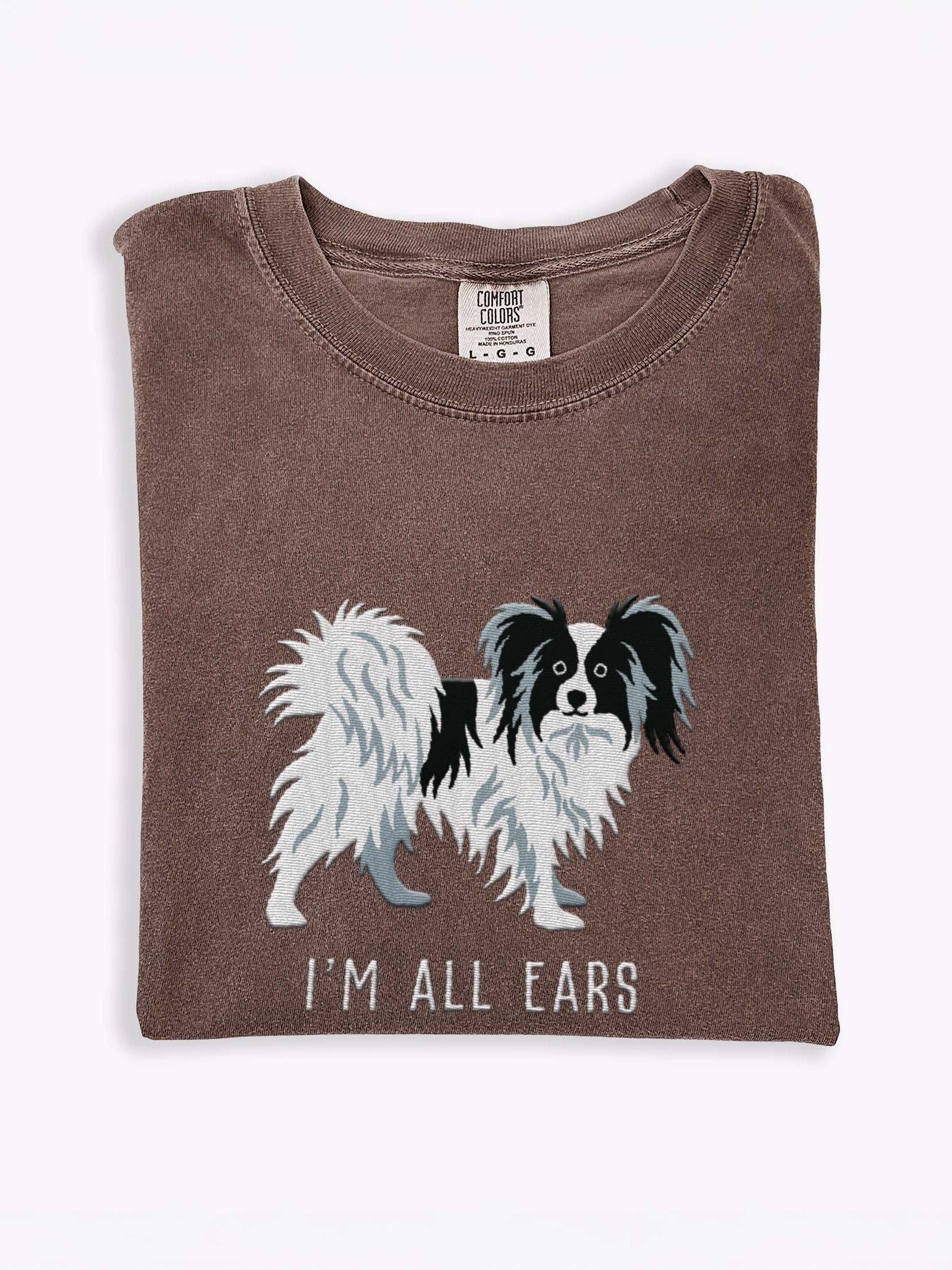 I'm All Ears T-Shirt(Embroidered) of a Papillon(Black & White) product image (1)