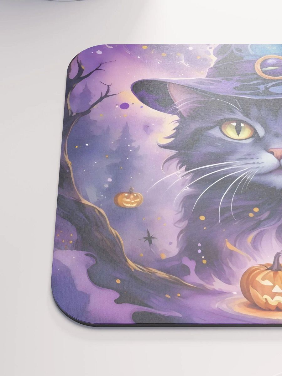 Fluffy Grey Cat Witch Mouse Pad product image (7)