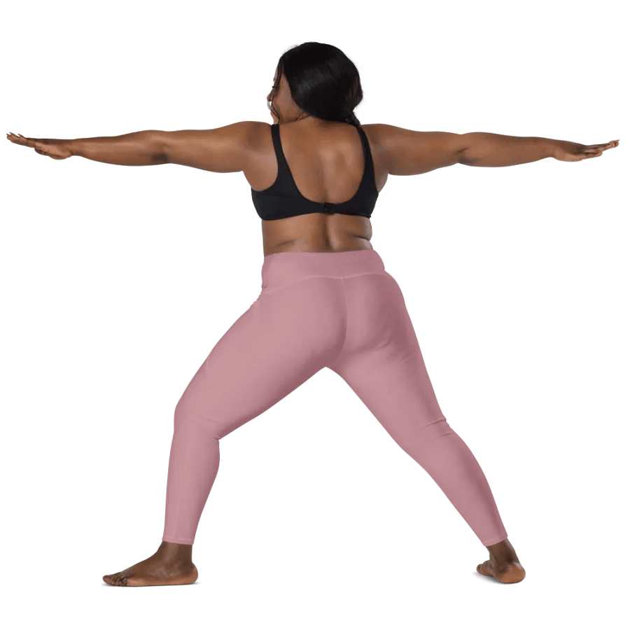 Plain Dusty Pink Soft Summer Women's High Waisted Premium Crossover Leggings with Pockets by Treasure Pie product image (12)