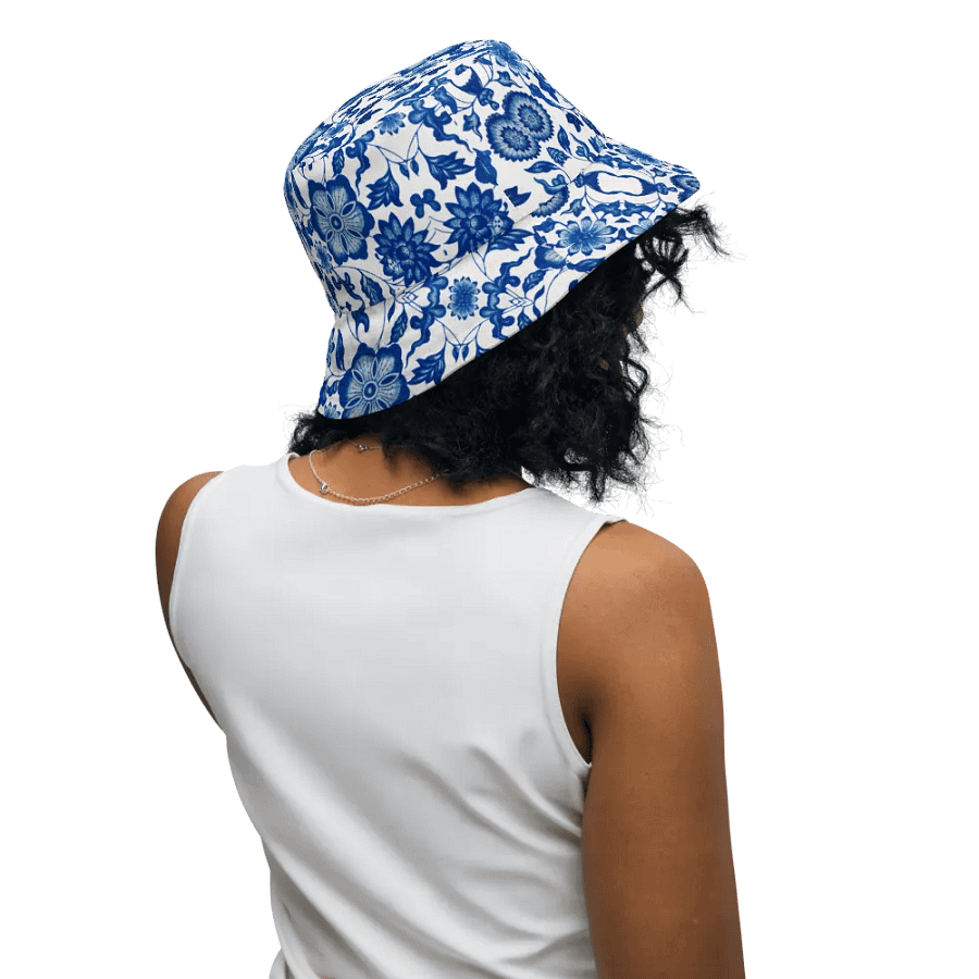Blue Floral Chinoiserie Reversible Bucket Hat product image (4)