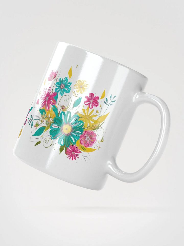 Personalized Artsy Boho Flowers White Glossy Ceramic Mug product image (2)