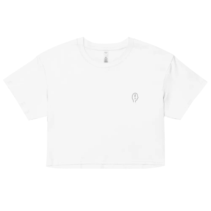 EXCLAIMING MENTALLY (L.C., white) embroidered cotton crop top product image (37)