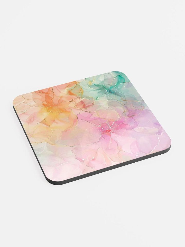Multicolor Alcohol Ink Glossy Cork Coaster by Treasure Pie product image (1)